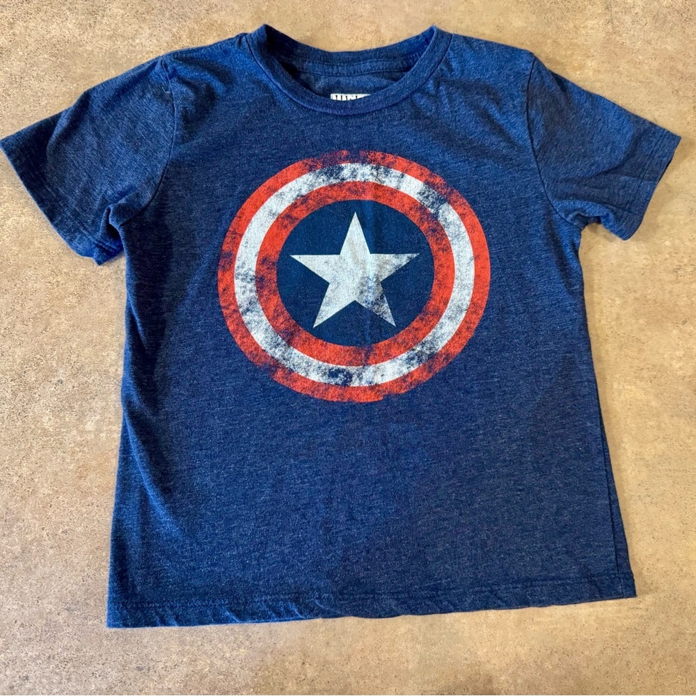 Marvel Captain America Kids Navy Blue Graphic Short Sleeve T-Shirt, Boys 5T - Picture 2 of 5